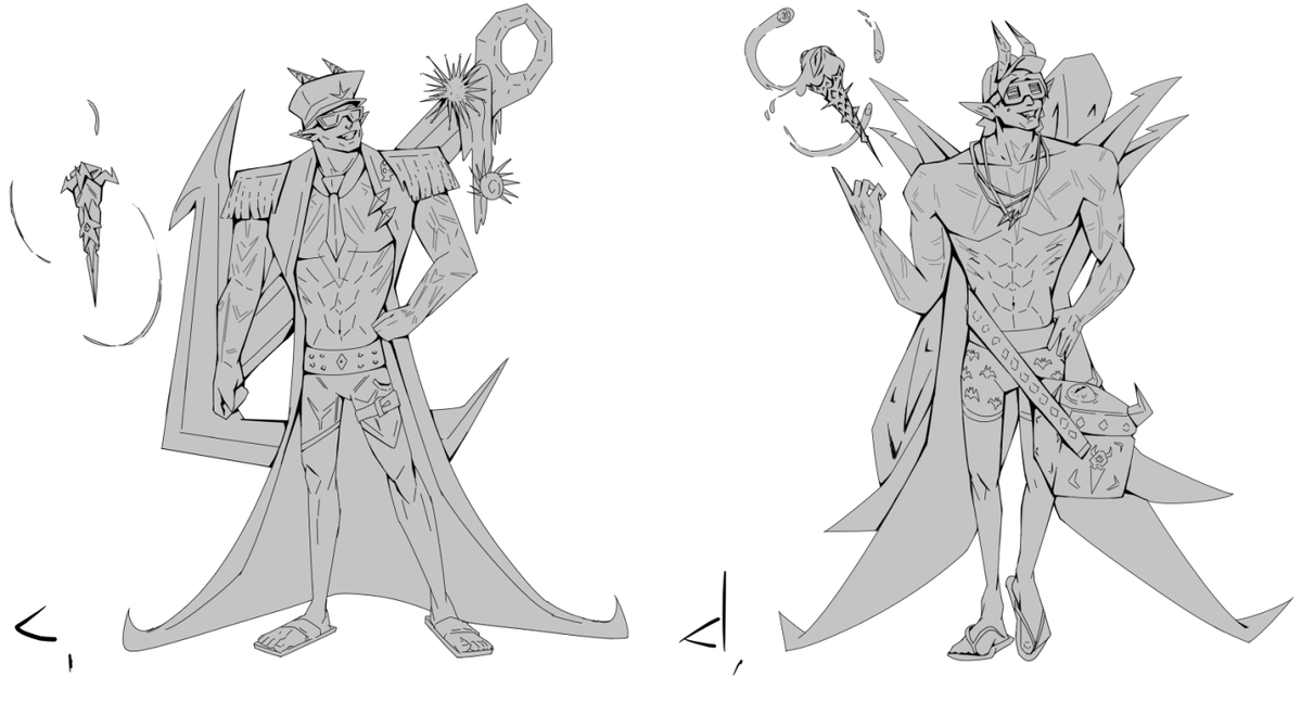 Edddie505's tweet photo. Help me choose please!!
I'm making a fan skin for Locke in the Sinful Shores theme and these are the first ideas I had. I'd love to know what y'all think.#leagueoflegends #lol #Locke #pandemonium #sinfulshores #skin #conceptart #fanart #runeterra #art #digitalart #characterdesign https://t.co/r6LT9x7VXm