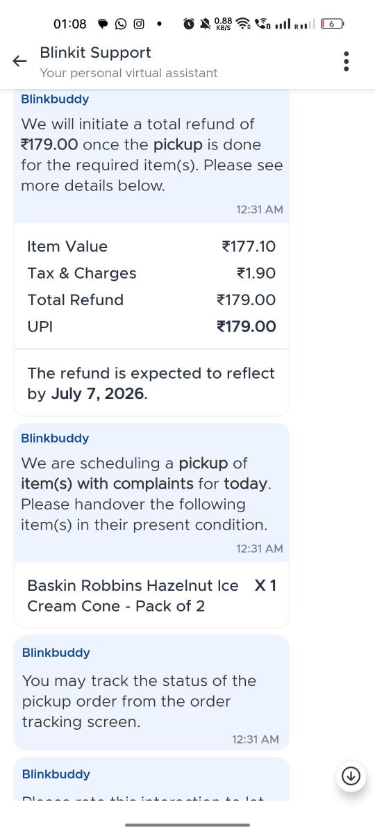 Mridual5's tweet photo. Can @Blinkit explain how anyone is supposed to store an opened, melted ice cream while waiting for their delayed pickup for refund? 🤷😡 

#Blinkit 
#Zomato 
#ConsumerProtection https://t.co/dQejDkppXu