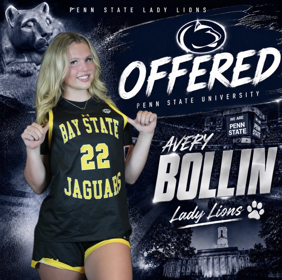BayStateJags's tweet photo. Congratulations to Bay State Jag 🐆 @AveryBollin22 on receiving an offer from  @PennStateWBB ‼️ https://t.co/aGkHZ4UhnM