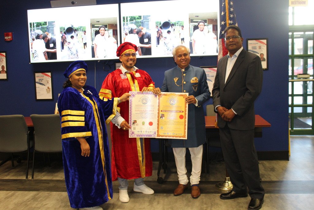 SCSchools's tweet photo. π Congratulations to Superintendent Dr. Cotto on receiving the Human Excellence Golden Award & Certificate of Excellence from Dr. Madhu Krishan & Dr. Lakshman Madurasinghe of The American University, alongside Council Member John Mootooveren! π
#LearnPeace #TeachPeace https://t.co/g9Umd3mMZO