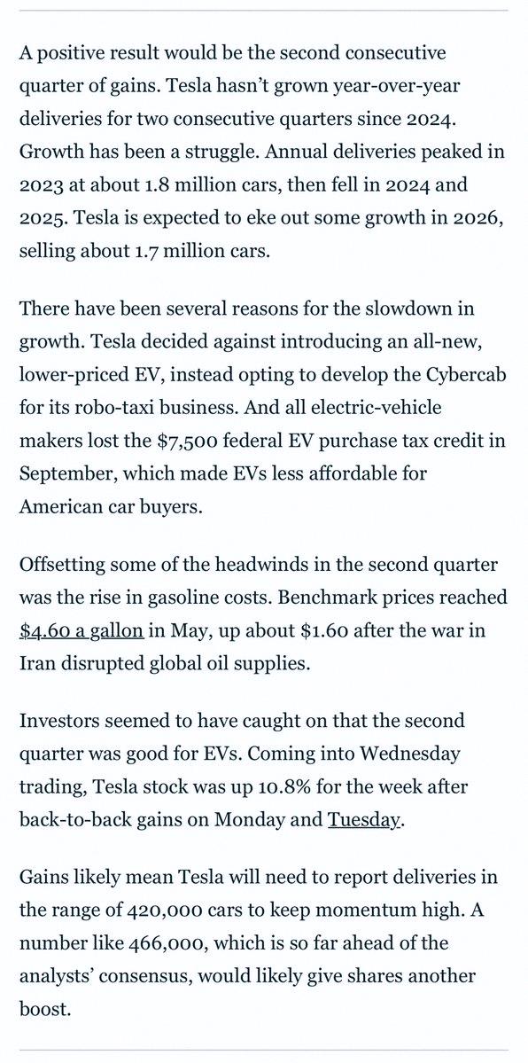 kcr_lv's tweet photo. TroyTeslike is calling for 466K TSLA deliveries in Q2, but I'm at 420K, and a bunch of other X analysts are in the 420-430K range. This is the biggest gap between retail analysts and the sell side (consensus 406K) I've ever seen before a Tesla delivery report. Tesla drops Q2 num https://t.co/7WZlmklRYP