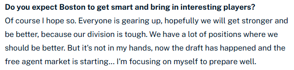 bhavikp27's tweet photo. Pastrňák in Czech interview this week:

"We have a lot of positions where we should be better" https://t.co/wcqpmJw6yG