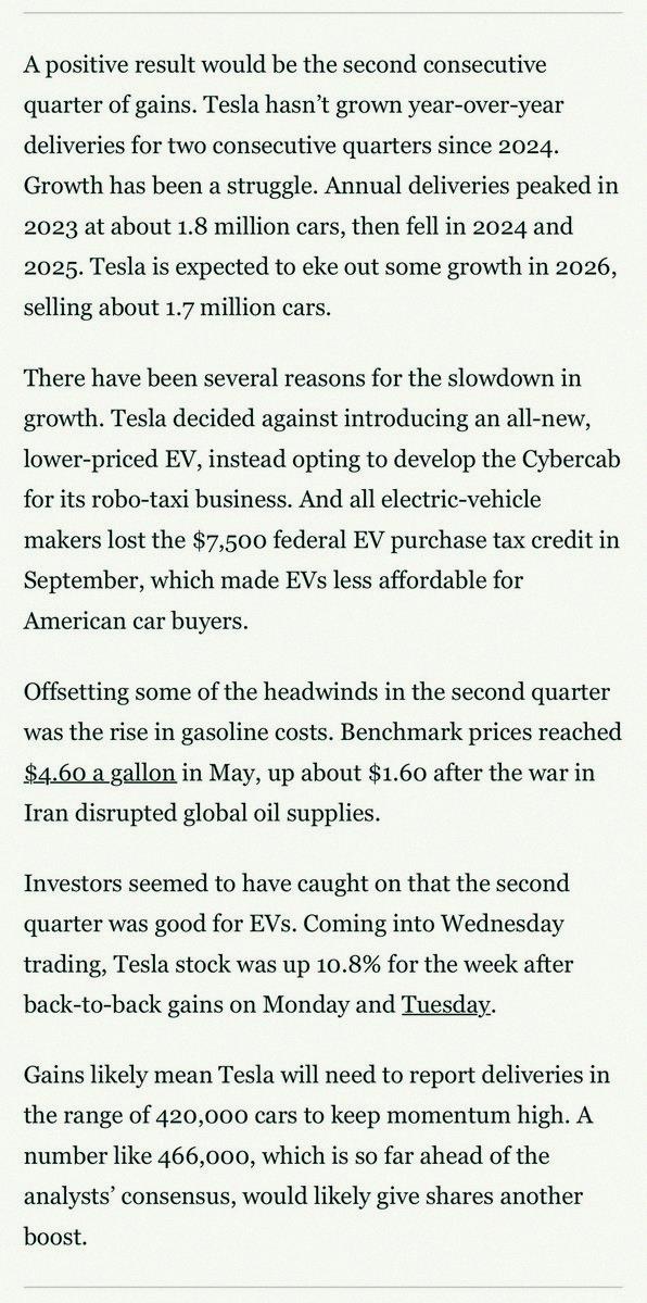 s__i____2's tweet photo. So @TroyTeslike says $TSLA Q2 deliveries could hit 466K, I'm guessing 420K, and a bunch of big X analysts are around 420-430K. That's the biggest gap I've seen between retail folks and sell-side (consensus 406K) before a Tesla delivery report. They're dropping Q2 numbers tomorro https://t.co/By7YLxSDOU