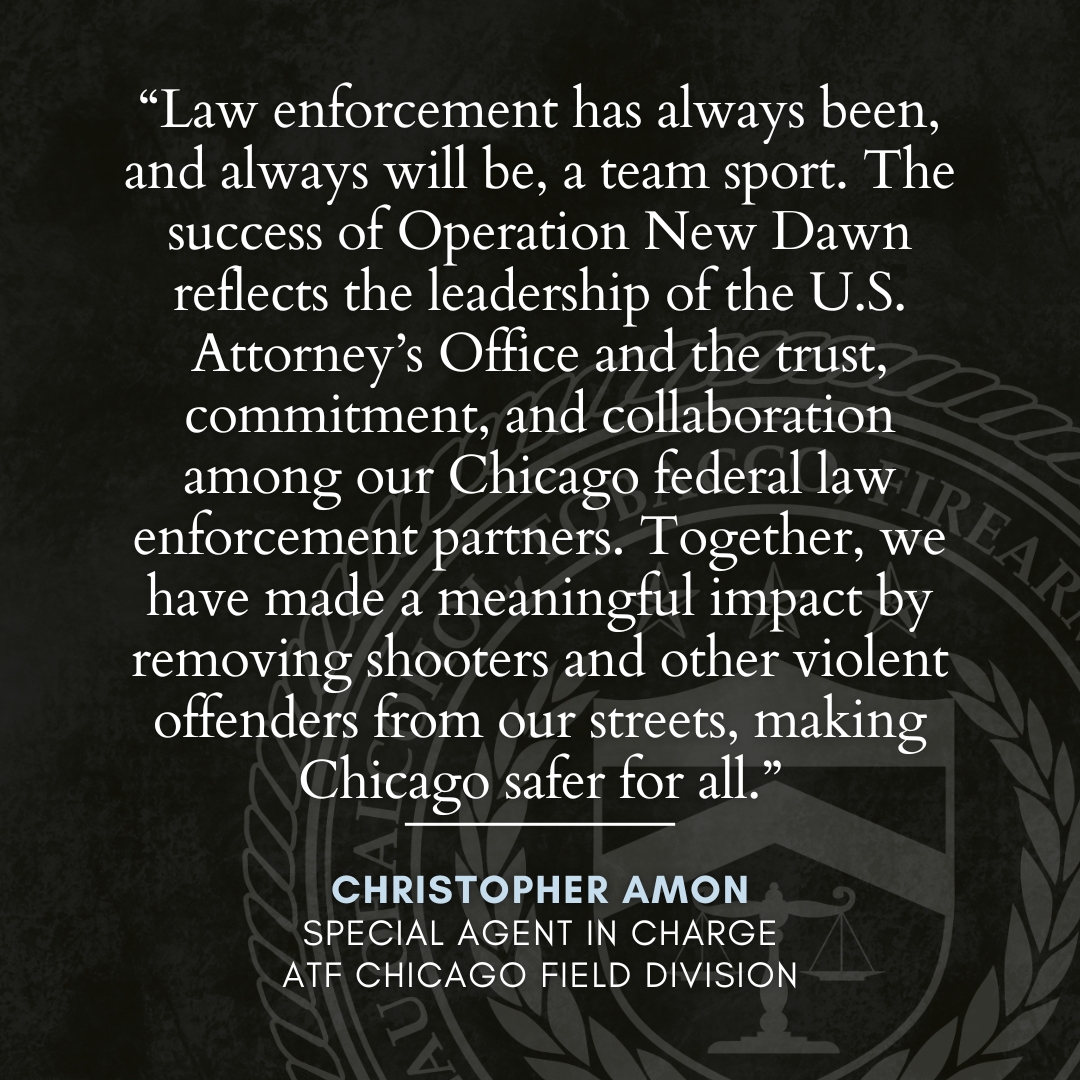 ATF_Chicago's tweet photo. ATF arrests 71 offenders, seizes 14 machinegun conversion devices, and 204 firearms as part of @NDILnews "Operation New Dawn” violent crime initiative.

READ MORE: https://t.co/5Gfrjwe8PE

@TheJusticeDept @ATFHQ @ATFDirectorRC   @fbichicago @deachicagodiv @USMarshalsHQ @HSIChicago #HSTF