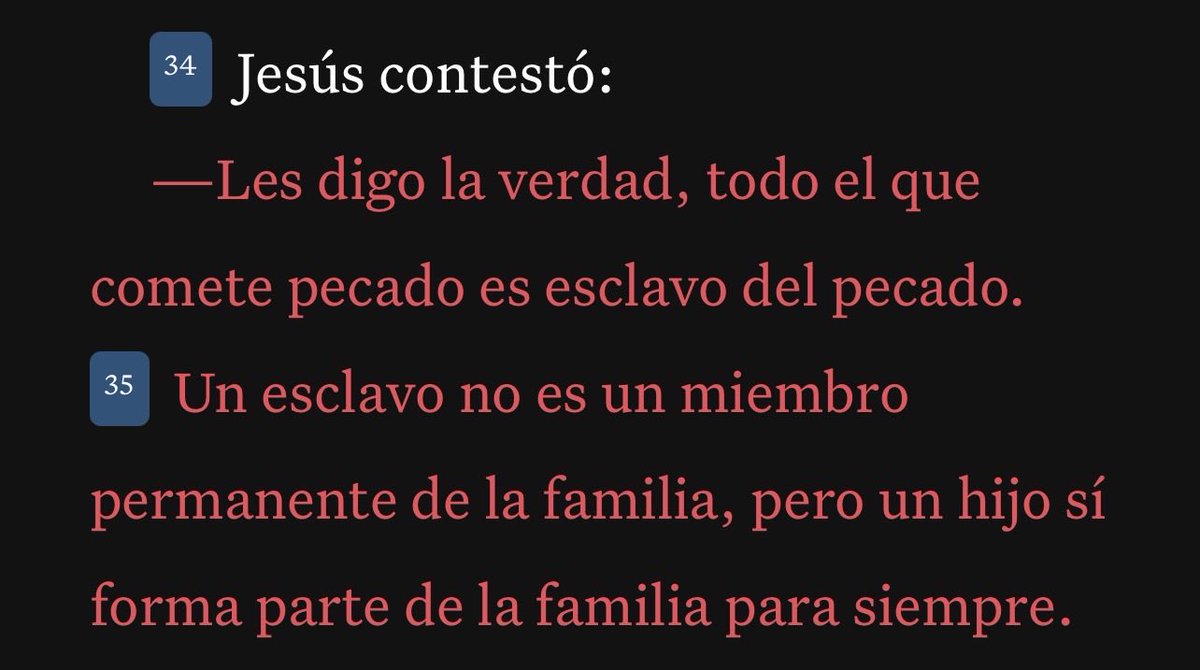 barzaEnTwltter's tweet photo. Somos esclavos del pecado, pero no eternamente. Porque somos hijos de Dios y el amor y perdon de Jesus es eterno, recuerden tampoco abusar del perdon que siempre nos da Jesus, ayuden y hagan el bien lo mas que puedan comunidad

Juan 8:34-35 https://t.co/bVza974SEj