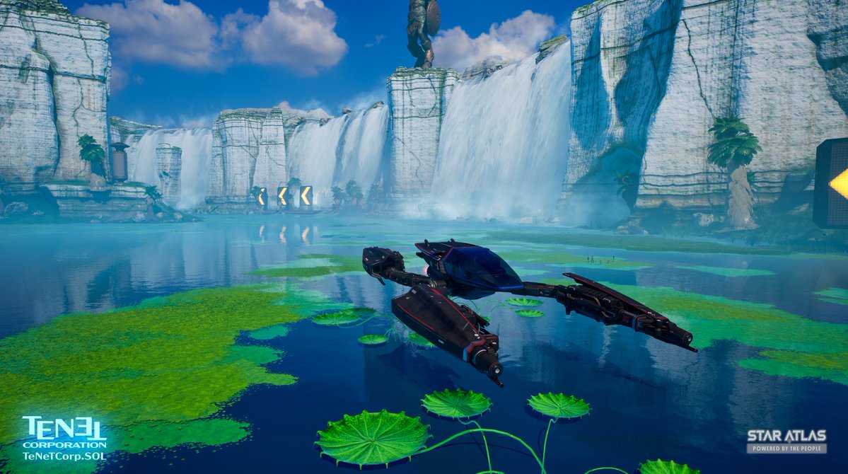 TeNeTSatoR2's tweet photo. From crystal waters and towering waterfalls to futuristic racing craft skimming the surface, Star Atlas proves that exploration can be just as breath-taking as combat. Every environment feels handcrafted, inviting players to take in the beauty of the galaxy.

334/365 -📸Jun 2026 https://t.co/26gpF7GWaT
