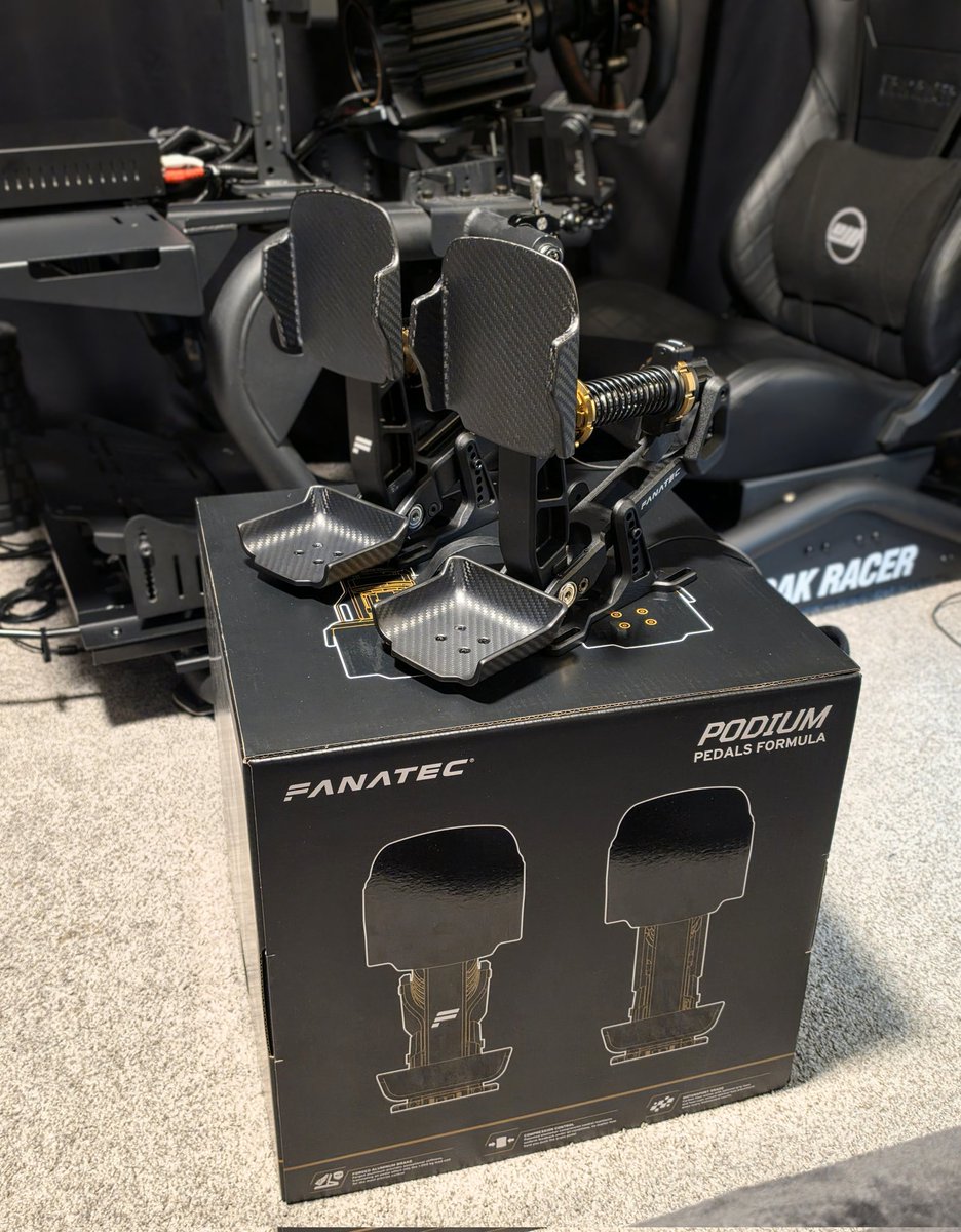 johnz1mm's tweet photo. Podium pedals are here. 
They are huge. 
Do they feel as nice as they look? 
Finding out RN.  
@fanatec https://t.co/ZcPx9o4fO7