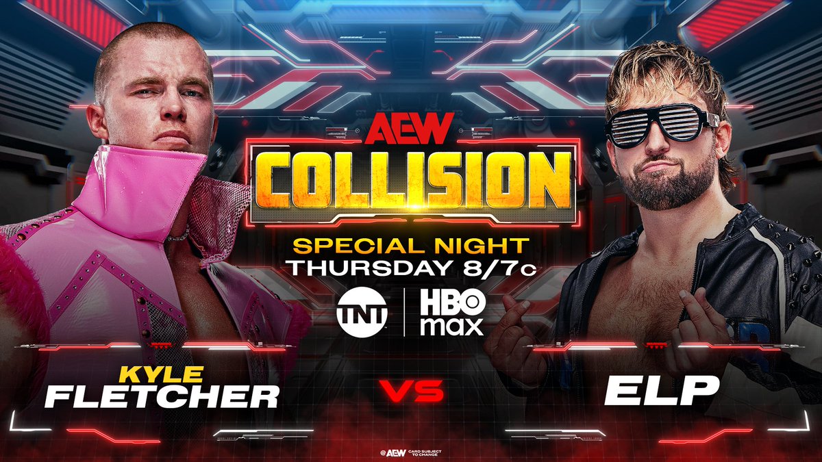 WrestleTalk_TV's tweet photo. Announced for tonight's AEW Collision:

- Andrade El Idolo vs. Brian Cage

- Maya World vs. Julia Hart - Winner gets #2 spot in Beach Break Casino Gauntlet for an AEW Women's World Title shot at Redemption

- Adam Copeland, Austin Gunn, Colten Gunn & Jay White vs. Lee Moriarty, Carlie Bravo, Shane Taylor & Shawn Dean

- Kyle Fletcher vs. ELP

- Pac & Claudio Castagnoli vs. Shingo Takagi & Drilla Moloney

- Athena vs. Rina - Winner gets #1 spot in Beach Break Casino Gauntlet for an AEW Women's World Title shot at Redemption

- Speedball Mike Bailey, Bandido & Mistico vs. The Rascalz

- Thunder Rosa & Mina Shirakawa in action

- The Demand in action