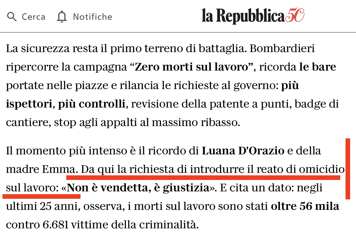 vitalbaa's tweet photo. Va bene tutto, ma qual è il senso di introdurre ancora un altro reato, omicidio sul lavoro, qual è la deterrenza aggiuntiva?

Non sarà che ormai si sta affermando l'uso di sancire nuove figure di illeciti penali per fenomeni che il governo di turno non sa arginare, e si creano inutili reati ad hoc solo al fine di dimostrare che qualcosa si sta comunque facendo?