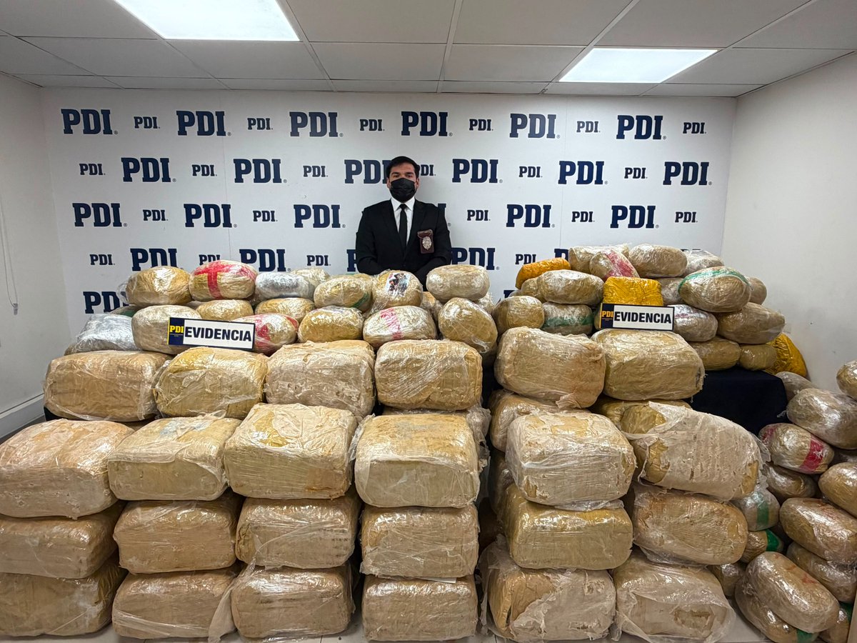 PDI_CHILE's tweet photo. 🚨Casi media tonelada de Cannabis fue incautada por la BRIANT Metropolitana en una investigación, por tráfico de drogas, que terminó con la detención de dos ciudadanos dominicanos y la desarticulación de parte de una organización criminal que operaba en la comuna de #Conchalí. https://t.co/rUosLfJ9Vo