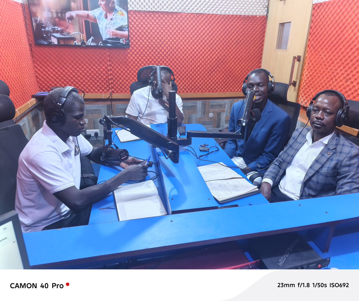 EdOmaido's tweet photo. Spreading the Gospel of the New FMD Policy Shift and the mandatory bi-anual vaccination thru cost sharing  and recovery, in Gulu City. Thanks to Favour FM (the heartbeat of God) https://t.co/8SHmW1bpW7
