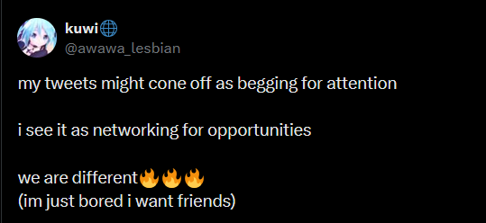 YoFishnMagician's tweet photo. @KrzyDays @awawa_lesbian tweeting for attention https://t.co/ZgJGUIInCI