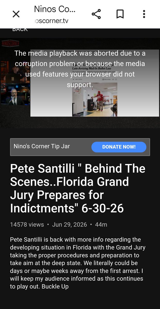 NCundith's tweet photo. @ninoboxer. I was was watching your Pete Santilli interview and it stopped with a message. https://t.co/Ahtl8ZI8sx