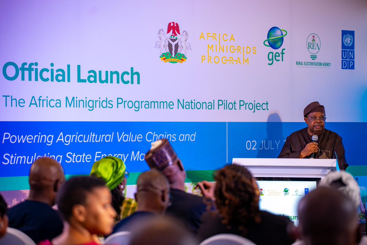 JosephOTegbe's tweet photo. We launched the AMP Nigeria Pilot Project today with REA, UNDP &amp; GEF: 23 mini-grids, 15 states, 50,000+ Nigerians powered. Phase 2 will do more

Renewable energy isn’t an alternative to our grid, it’s part of it. Better power is coming!
#LightUpNigeria 
#BetterPower 
#RenewedHope https://t.co/4Zkq9YSESW