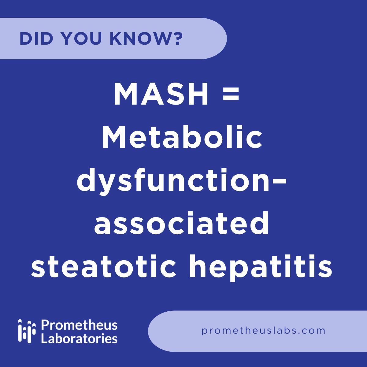 prometheuslab's tweet photo. MASH is more than an acronym.

It refers to inflammation in the liver that occurs alongside metabolic dysfunction, often developing silently over time.

Building awareness is the first step toward earlier recognition and better conversations about liver health.

#LiverHealth #MASH #MetabolicHealth #HealthcareEducation