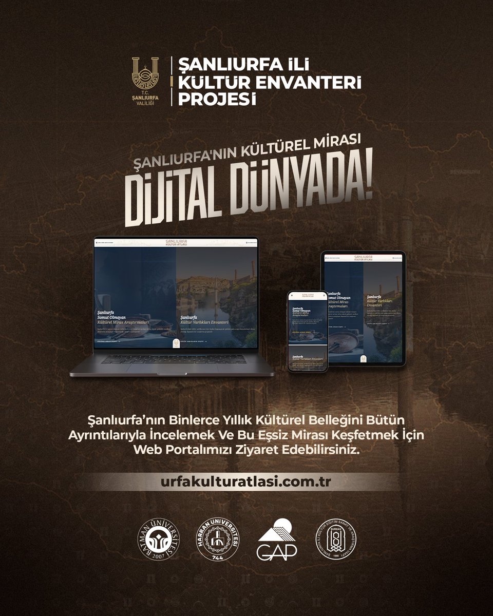 hasansildak's tweet photo. Şanlıurfa'nın Kültürel Mirası Dijital Dünyada!

Kültür varlıkları bakımından Türkiye'nin en zengin şehirlerinden biri olan Şanlıurfa'nın kültürel mirasını kayıt altına aldık.

Valiliğimizin öncülüğünde, iki yılı aşkın sürede titizlikle yürütülen kapsamlı çalışmalar başarıyla tamamlandı. Uzman ekiplerimiz tarafından İlimizin dört bir yanında gerçekleştirilen saha araştırmaları sonucunda, Şanlıurfa'nın kültür varlıkları tek tek tespit edilerek bilimsel yöntemlerle envantere kazandırıldı.

Şanlıurfa İli Kültür Envanteri Projesi kapsamında;

• Tescilli ve tescilsiz toplam 5 bin kültür varlığı bilimsel yöntemlerle incelendi.
• Tespit edilen kültür varlıkları standart bir veri tabanına aktarıldı.
• Elde edilen veriler doğrultusunda 5 ciltlik kapsamlı bir eser hazırlanarak kütüphanelere kazandırıldı.

Kültürel mirasımızın korunması, belgelenmesi ve gelecek kuşaklara aktarılması açısından büyük önem taşıyan bu çalışmanın daha geniş kitlelere ulaşması amacıyla elde edilen verileri Kültür Atlası Web Portalı’nda erişime açtık.

Portal’da ayrıca;

• Geçtiğimiz yıl tamamlanan Somut Olmayan Kültürel Miras Araştırmaları kapsamında hazırlanan 2 ciltlik eser,
• İlimizi ziyaret eden misafirlerimize rehberlik edecek Dijital Turizm Tanıtım Platformu da yer alıyor.

Şanlıurfa'nın binlerce yıllık kültürel birikimini keşfetmek, kültür varlıklarını ayrıntılarıyla incelemek ve bu eşsiz mirası dijital ortamda deneyimlemek için sizleri Kültür Atlası Web Portalını ziyaret etmeye davet ediyoruz.

https://t.co/R5hdLGxA0v