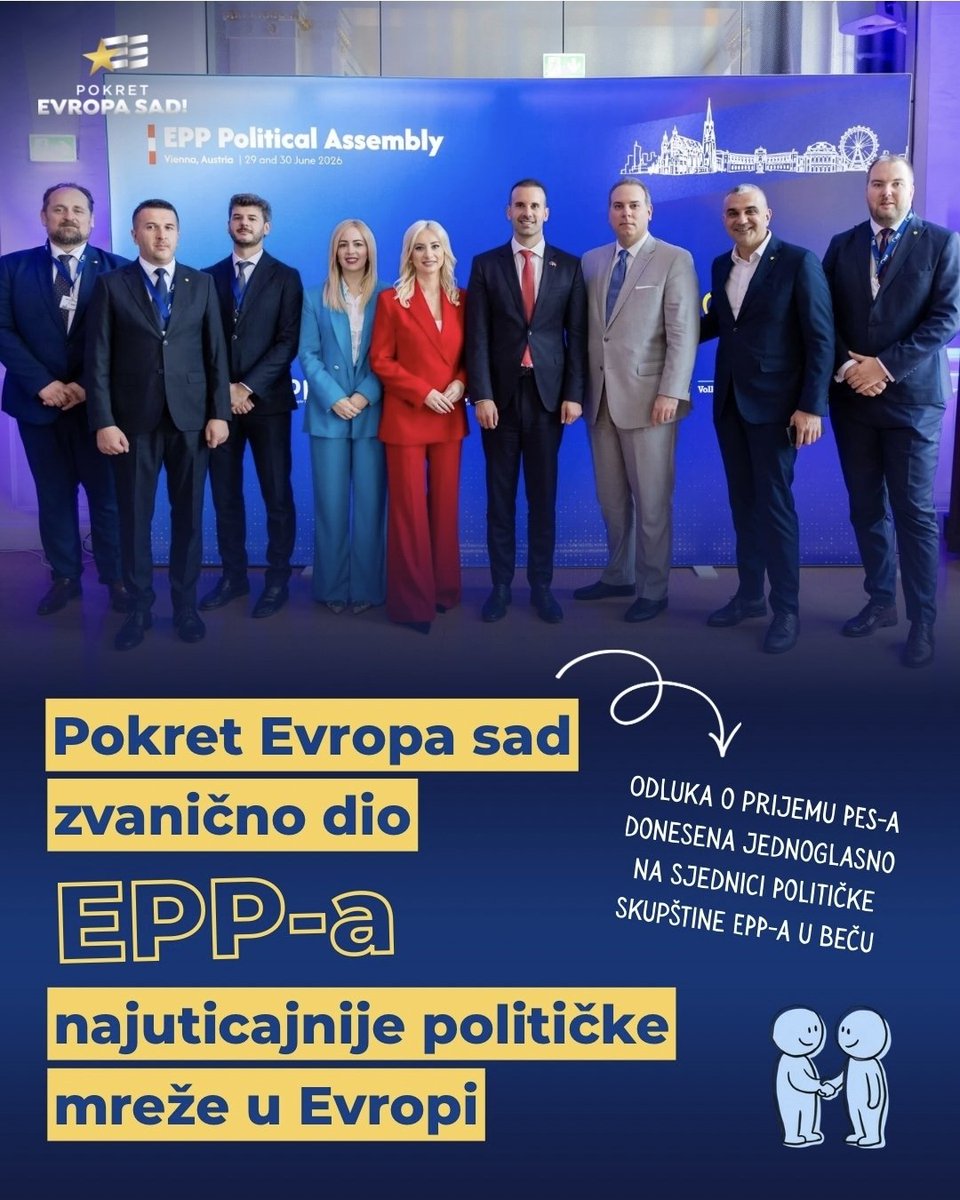KandicStevan's tweet photo. Već dva dana ističemo učlanjenje @pokretevropasad u @EPP. Razumljivo – za nas kao političku organizaciju to je ogroman uspjeh koji podrazumijeva pristup najvećoj političkoj mreži u Evropi, razmjenu iskustava, usavršavanje kadrova i priliku da učimo od onih koji decenijama vode najuspješnije evropske države.

Ali je članstvo važno i za Crnu Goru.

Zašto?

Zato što je @EPP najjača politička porodica u Evropi. Okuplja 80+ partija iz 40+ država, već skoro tri decenije je najjača grupacija u @Europarl_EN, a danas iz njenih redova dolazi čak 12 od 27 premijera država članica 🇪🇺 – uključujući Njemačku, Poljsku, Austriju, Grčku, Švedsku i mnoge druge.

Kada 🇲🇪 2028. godine postane članica 🇪🇺, @MickeySpajic će biti trinaesti premijer iz redova @EPP koji vodi jednu državu članicu 🇪🇺.

Članstvo u @EPP znači da sjedimo za istim stolom sa ljudima koji donose ključne evropske odluke. Da gradimo odnose ne samo između država, već i između političkih partnera – odnose koji su često neposredniji, otvoreniji i iskreniji od zvanične diplomatije.

A upravo će nam ti odnosi biti od ogromnog značaja u završnici našeg evropskog puta.

Kada zatvorimo sva pregovaračka poglavlja i usaglasimo Ugovor o pristupanju, posao neće biti završen. Tada počinje posljednja i možda najvažnija etapa – svaka država članica mora da potvrdi pristupanje 🇲🇪 glasanjem u svojoj Skupštini. 

Zato su partnerstva koja danas gradimo toliko važna. Tokom 2027. godine razgovaraćemo sa našim prijateljima i kolegama iz @EPP kako bi ratifikacija pristupnog ugovora bila što brža, a 🇲🇪 što prije zauzela svoje mjesto u 🇪🇺.

Članstvom u @EPP nismo završili posao - počeli smo ga. Članstvo je alat da otvorimo vrata Crnoj Gori.

🇲🇪🇪🇺
