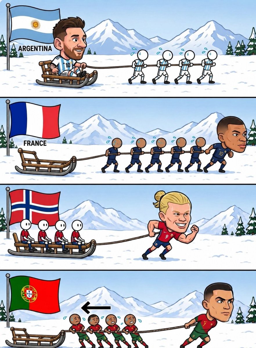 chabdullah77777's tweet photo. #Group project in one picture.
𝗔𝗿𝗴𝗲𝗻𝘁𝗶𝗻𝗮: Everyone works.
𝗙𝗿𝗮𝗻𝗰𝗲: Leader works.
𝗡𝗼𝗿𝘄𝗮𝘆: One guy does everything.
𝗣𝗼𝗿𝘁𝘂𝗴𝗮𝗹: Teammates create extra work.💀🤣 https://t.co/qaZnGufH00