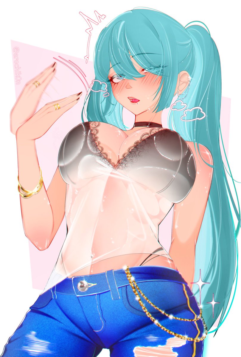 erochik0n's tweet photo. Seems like this sweaty Miku is absolutely baking~ https://t.co/PNwhcHEYIF