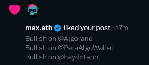 RanterSR7's tweet photo. max.eth just liked my bullish post on algorand. Can he type algorand then? https://t.co/kvrH2H2d9F