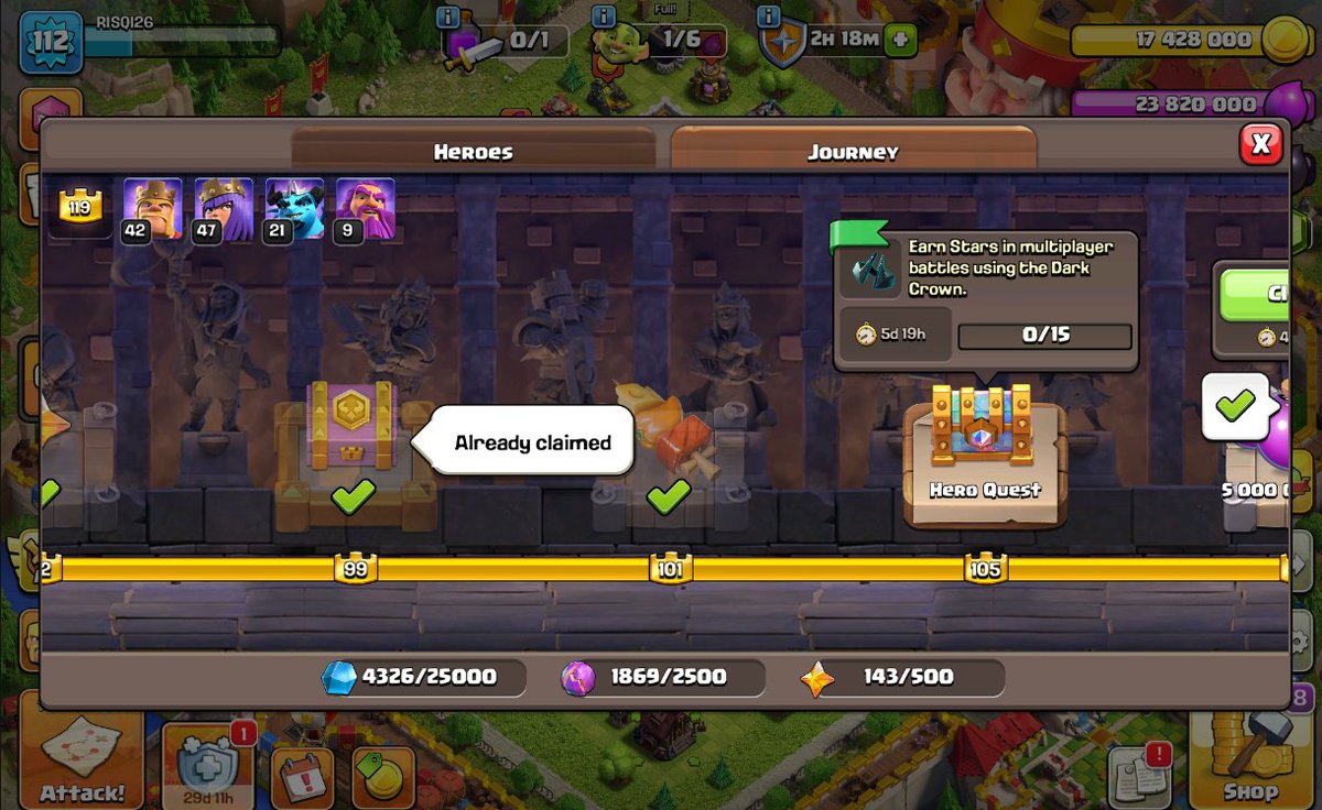 MuchRisqi's tweet photo. @ClashofClans Please fix the Hero’s Journey immediately！ https://t.co/dX4YlnmODQ