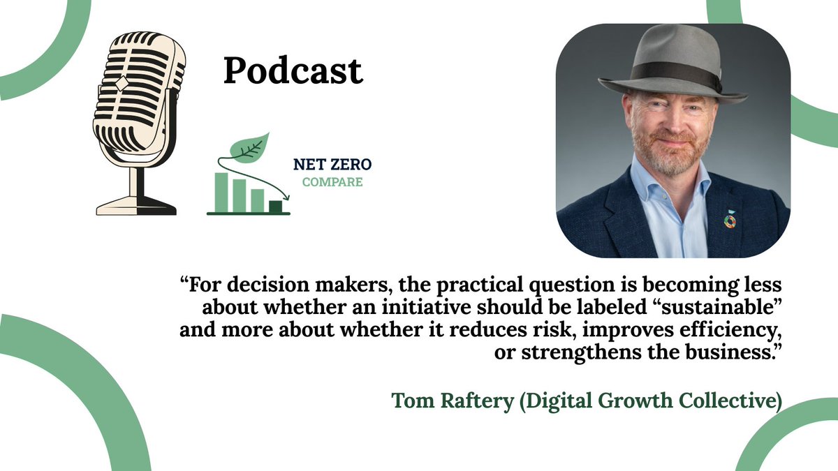 NetZeroCompare's tweet photo. 🎙️ New Net Zero Compare Podcast episode!

We speak with Tom Raftery about how sustainability is becoming part of everyday business management, from clean energy economics and supply chain resilience to Scope 3 emissions, procurement, enterprise systems, and AI.

This episode explores clean energy procurement, power purchase agreements, Scope 3 reporting, supplier data, supply chain resilience, carbon accounting, AI-supported procurement, and why emissions data needs to be connected to finance and operations.

🎧 Listen here: https://t.co/Fdl7ge4bzV

#Sustainability #CleanEnergy #Scope3 #SupplyChainSustainability #CarbonAccounting #ESGReporting #AI #NetZero #NetZeroCompare @NetZeroCompare