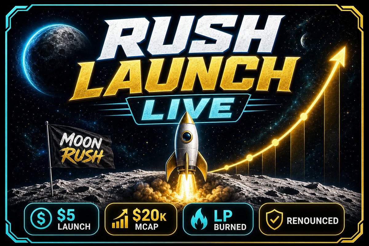 MoonRushEco's tweet photo. 🚀 RUSH LAUNCH IS LIVE

Fair-launch bonding curves on #RobinhoodChain

💵 $5 to create
📈 Graduates at $20k mcap → Uniswap
⚡ 1% trade fee while bonding
🔥 LP burned · ownership renounced

Launch now 👇
https://t.co/wEiYuO8Rws

Docs: https://t.co/cIWGhUzFHn

#MoonRush #RUSH #RobinhoodChain #FairLaunch #DeFi