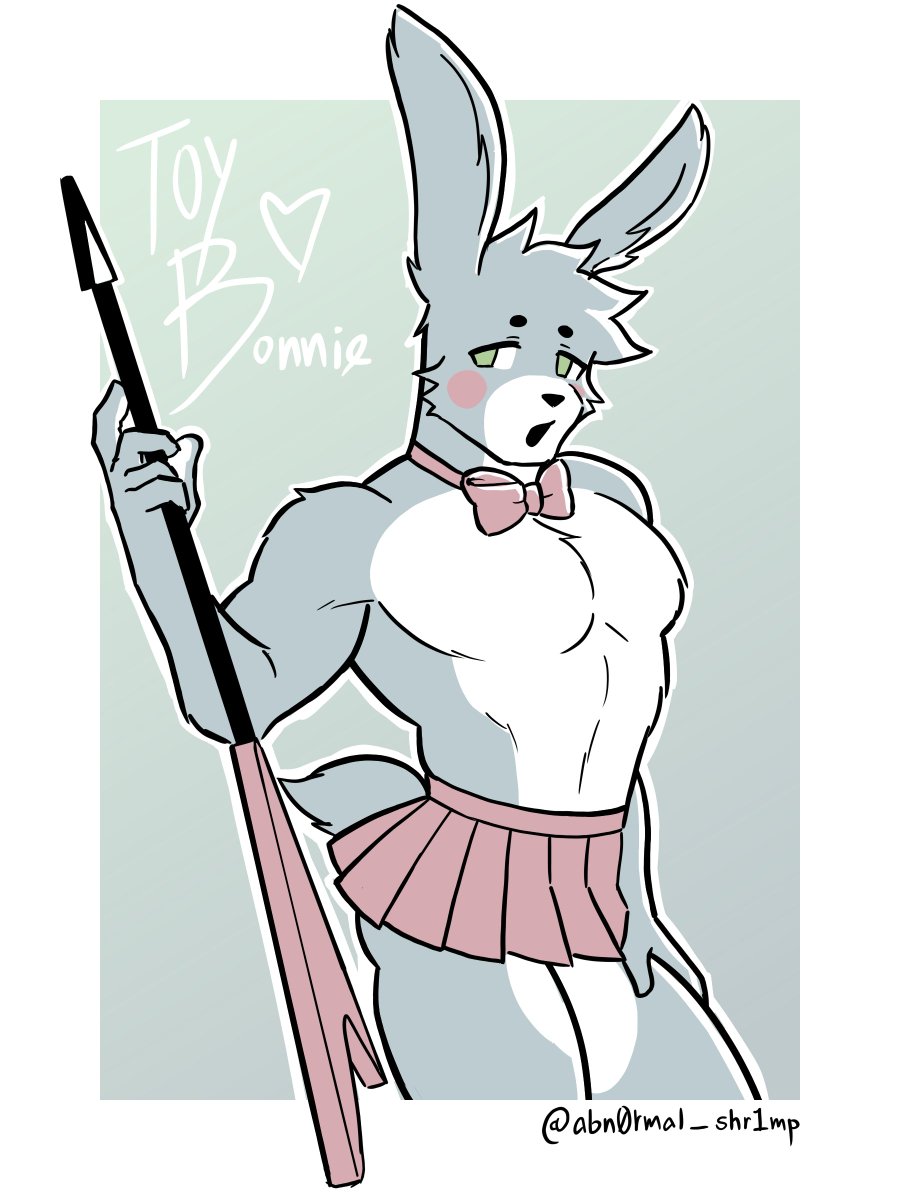 abn0rmal_shr1mp's tweet photo. I had a vision... Toy Bonnie from FNAF 2 in a skirt #fnaf #bara https://t.co/cba0bqAkK5