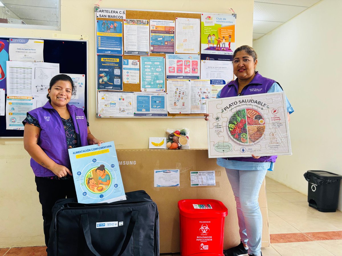 Salud_StaElena's tweet photo. #SantaElena| ✅ Gracias al aporte de Plan Internacional, el Centro de Salud San Marcos, recibió la dotación de 1 televisor 📺 y material educo-comunicacional para fortalecer las acciones de promoción de alimentación saludable con los usuarios que acuden a esta unidad de salud. https://t.co/nN2PDEifV7