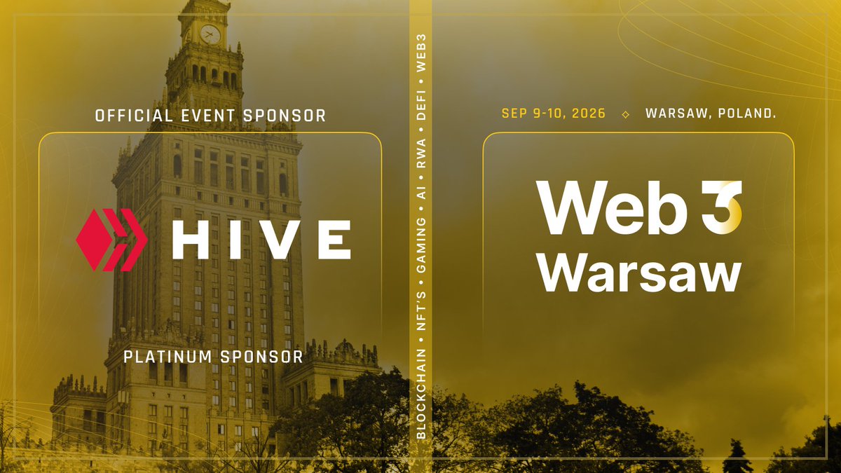 web3_warsaw's tweet photo. 🌐 Empowering decentralized communities with a fast, scalable, and community-driven blockchain ecosystem.

Excited to welcome @hiveblocks as an official Platinum Sponsor of Web3 Warsaw 🇵🇱

📅 9–10 September
🎟️ Code: WARSAW10 https://t.co/FeCKDT6wKa
