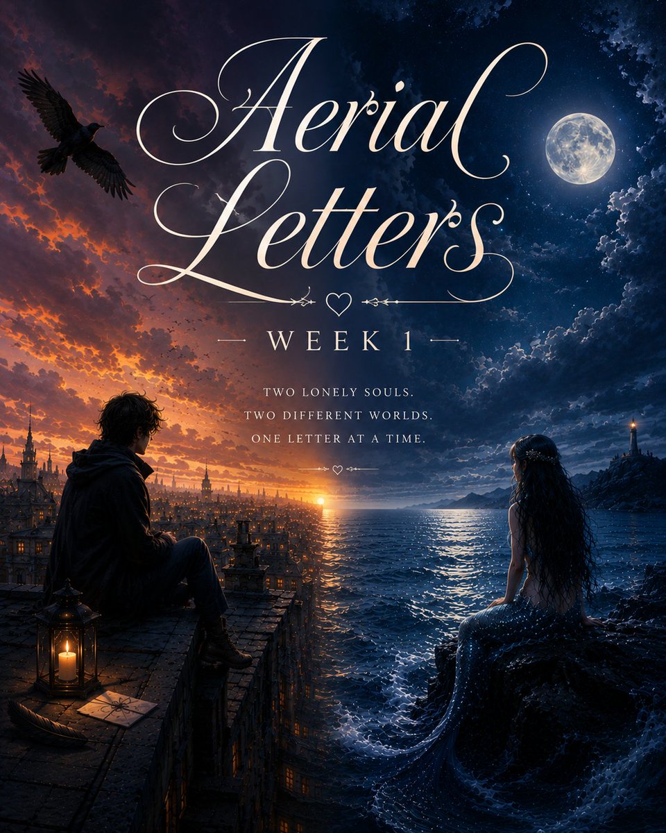 InevitableCJ's tweet photo. Week 1 of Aerial Letters 🪶🌊

A bird shifter. A siren.
Both the last of their kind.
Both alone.
Until one letter changes everything.

https://t.co/yGW3RBR7cy

#AerialLetters #CJLandry #IndieAuthor #FantasyRomance #ShifterFiction #FreeStory https://t.co/m17TI9SjGU