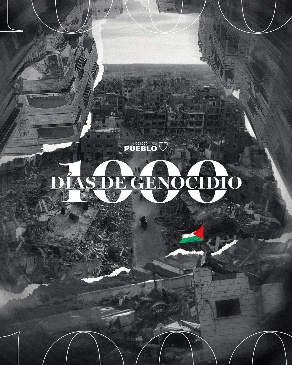 CDPalestinoSADP's tweet photo. 1.000 DÍAS DE GENOCIDIO 🕊️

Llegamos a los 1.000 días de genocidio en Gaza. Como Club y Comunidad, simplemente nos duele ver cómo el tiempo sigue pasando y las injusticias continúan: miles de personas asesinadas, incluyendo niños; un estilo de vida inhumano para quienes aún permanecen en Palestina; y la incertidumbre de quienes han tenido que huir en busca de un lugar seguro para sus familias.

Hoy, más que nunca, somos más que un equipo. #TodoUnPueblo 🇵🇸