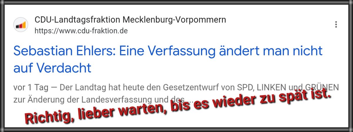 rumpelratz01's tweet photo. Vielleicht sollte man der #CDU Mecklenburg-Vorpommern mal erklären, dass Wesen und Charakter der Verfassung die Prävention ist.
(Dank an D. #Breymann)
https://t.co/M7OuNycilX https://t.co/UpJuoF6D9W