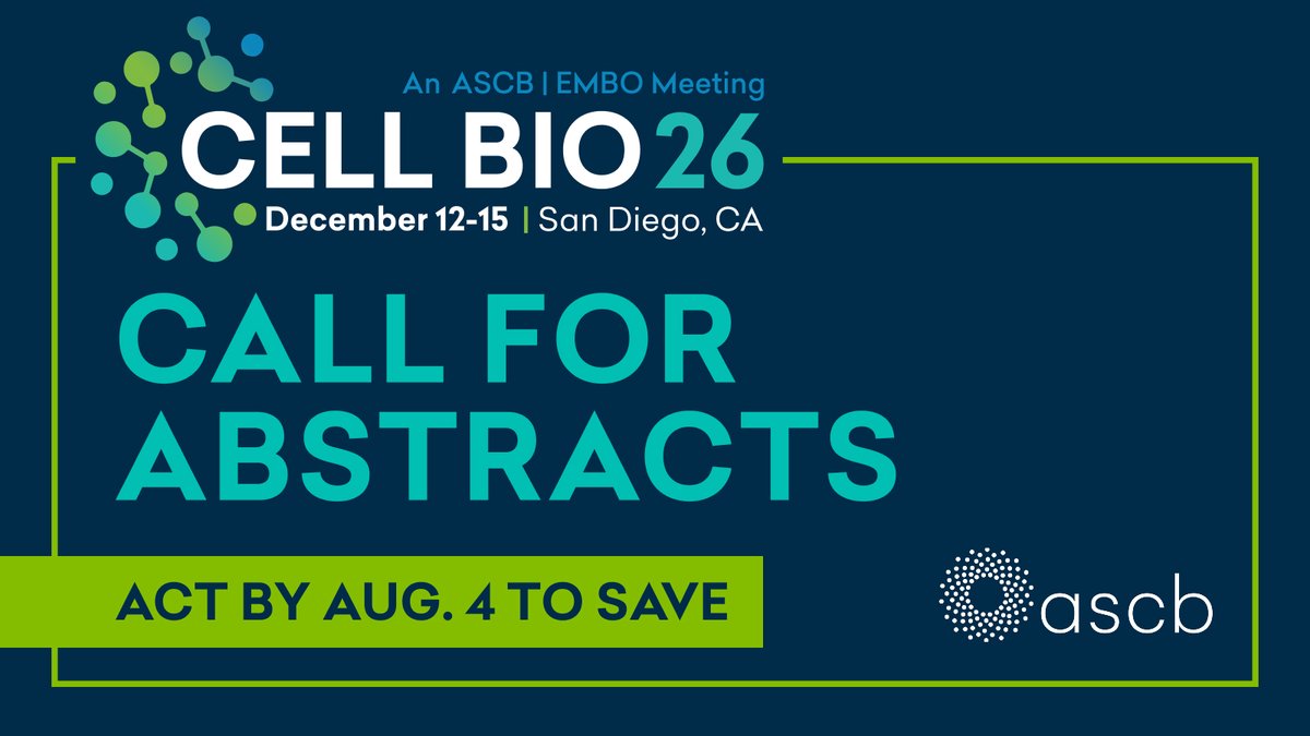ASCBiology's tweet photo. More time to share your science!

The Cell Bio 2026 abstract deadline has been extended to August 4. Submit your talk or poster abstract and share your latest discoveries with the global cell biology community.

https://t.co/kqoBZWGrej https://t.co/2PTtwMkx0k