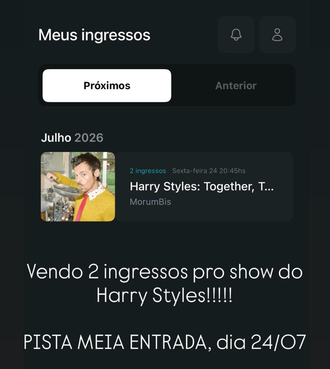 holyybitches's tweet photo. @euteamojoshua vendendo 2 ingressos 24/07
meia entrada pista
400 reais cada (mais barato do que eu paguei com as taxas) https://t.co/cNraH9Yj1P