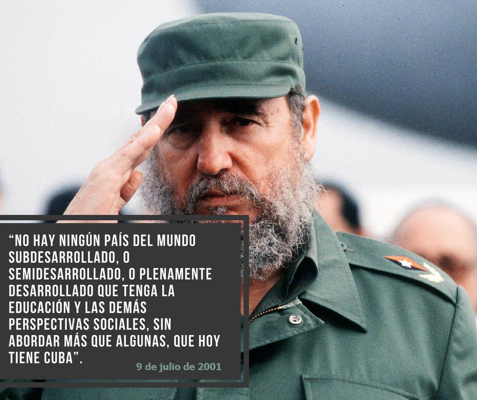 FSoldadodeIdeas's tweet photo. 📅9 de julio de 2001 🎙️#FidelCastro: “No hay ningún país del mundo subdesarrollado, o semidesarrollado, o plenamente desarrollado que tenga la educación y las demás perspectivas sociales, sin abordar más que algunas, que hoy tiene Cuba”.

https://t.co/tmKApfuF0Q
#100AñosConFidel https://t.co/UwioItyU5x