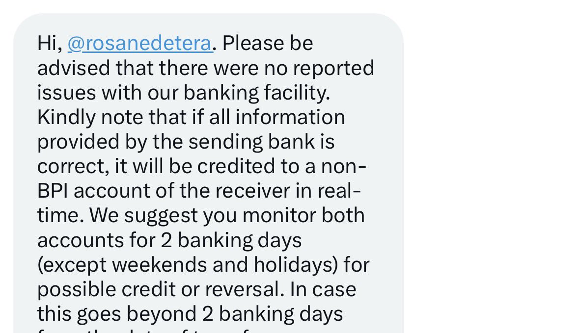 rosanedetera's tweet photo. @TalktoBPI seryoso ba kayo? After multiple reports na wala pa sa account namin ang funds, sasabihin nyo wala kayong issues? Ngayon hindi nanaman ma-access account namin? Tapos kami papatawagin nyo sa hotline nyo kung di padin namin marereceive after 2banking days? BPI, ANO NA? https://t.co/PhZsS8Beck