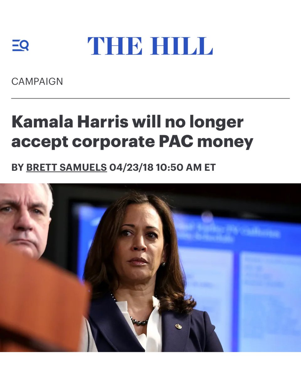 AnneS4Justice's tweet photo. Just to be clear, Kamala Harris stopped accepting corporate money in 2018 and has rejected AIPAC money throughout her political career. 🧾🧾🧾

Lately, there’s been a surge of claims from leftists saying she accepts AIPAC and corporate money. Both of those accusations are false. https://t.co/FVuGB4vxBS