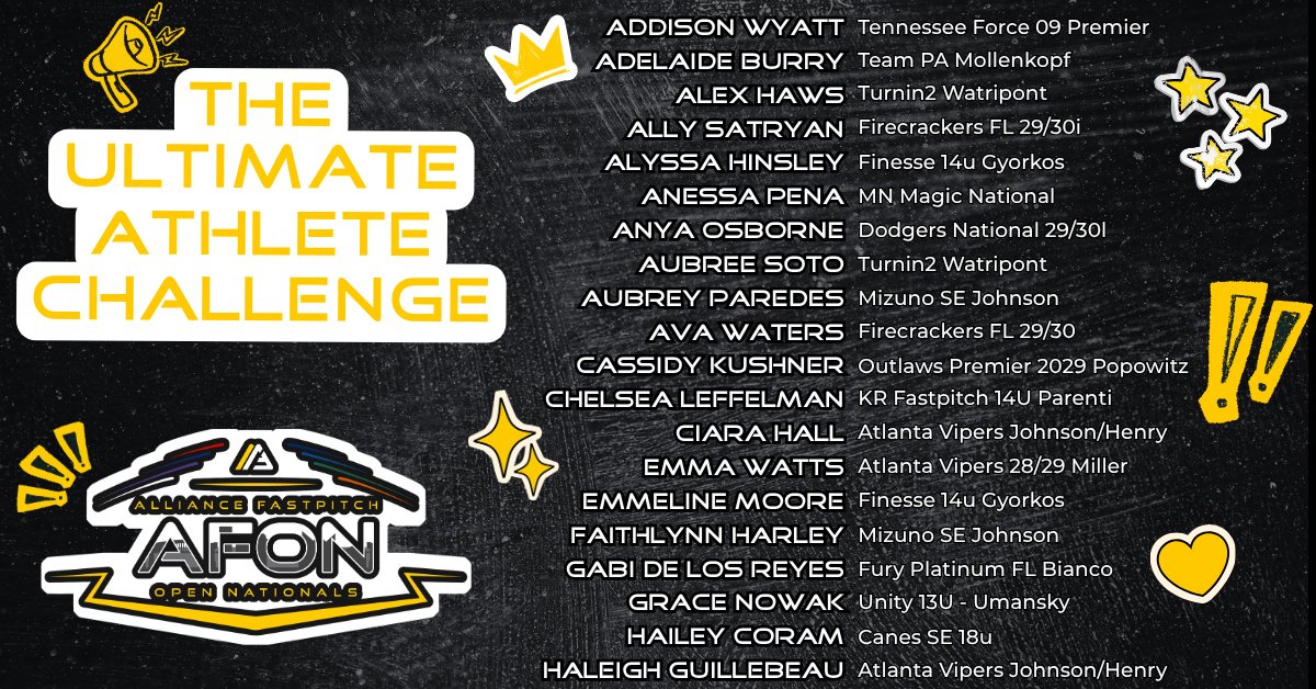 ConnectSports_'s tweet photo. Drum roll please… 🥁

The Ultimate Athlete Challenge is almost HERE … and you know what that MEANSSSSS ✨ Shout out to these young ladies who will be joining us on July 21st to kick things off #AtTheAFON with a few skill challenges, killer prize packages and a whole lot of fun. 🤩

You want in?! Click the link in our bio and register today before all the spots are gone. 😱

@TNForce09 @addisonwyatt565 @TPAmollenkopf @AddeBurry @T2CHELENYAK @Haws_2028 @FCFL2930 @ASatryan2029 @Penaanessa6Dodgers @A_Osborne_2030 @T2Premier16U @aubreesoto55 @Mizuno_Johnson @Paredesaubrey2 @FCFL2930 @avawaters3030 @outlawspope16U @ckushner2029 @Cici15Hall @ATLVipersMiller @emmarwatts36 @Mizuno_Johnson @faithlynnh24 @FuryBianco_FL @unity13_Umansky @canesfp18u @HGuillebeau21

(Part 1)

#ConnectSportsEvents
