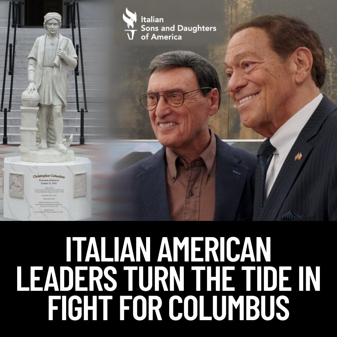 OrderISDA's tweet photo. The tide is turning: from a landmark Columbus statue installation on White House grounds, to courtroom victories in Philly and Pittsburgh, to a federal lawsuit gaining momentum in Columbus, Ohio — Italian American leaders are fighting back, and winning. 🔗 https://t.co/1mb3P5G3v8 https://t.co/RZmiP3oweK