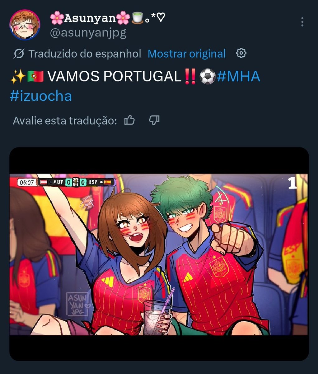 AyeWillump's tweet photo. Por que que o Twitter traduziu "Vamos espanha" para "vamos portugal"?????? Até a bandeira do país o tradutor trocou https://t.co/nPcp11o9oG