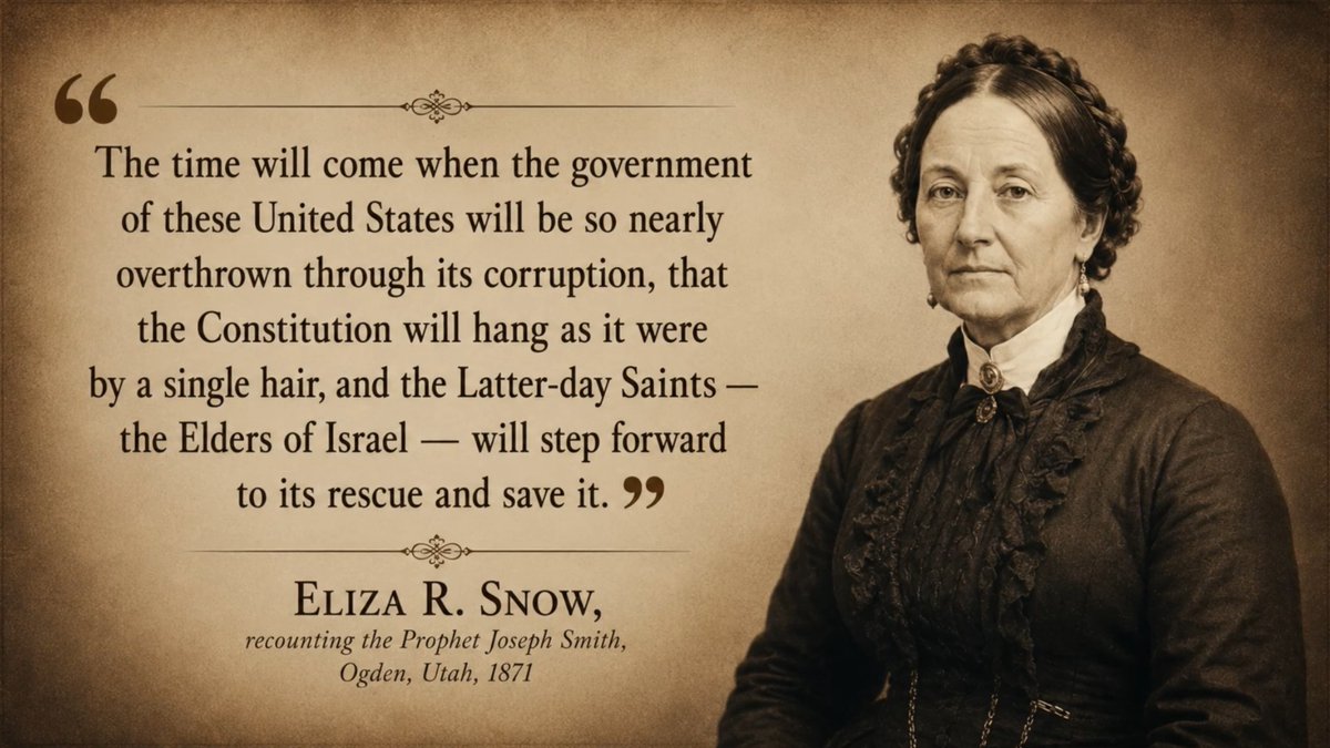 AlexSpeiser's tweet photo. Watch the full message: https://t.co/FvpqhvTXNe

The prophecy wasn't just about the Constitution.

It was about a people prepared to preserve it.

#LDS #ElizaRSnow #JosephSmith #Constitution https://t.co/YY5cAlxuq4