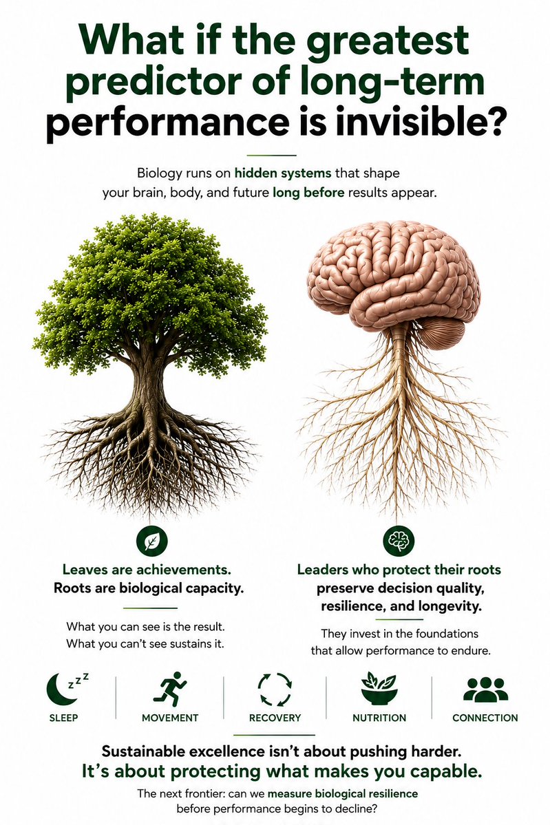 louisanicola_'s tweet photo. Invisible Systems Drive Elite Performance

I'm optimizing what no one sees first because the brain performs only as well as the biology supporting it. 

Protect your foundations. Regular physical activity is associated with 20–30% lower all-cause mortality, supporting long-term cognitive and leadership capacity.