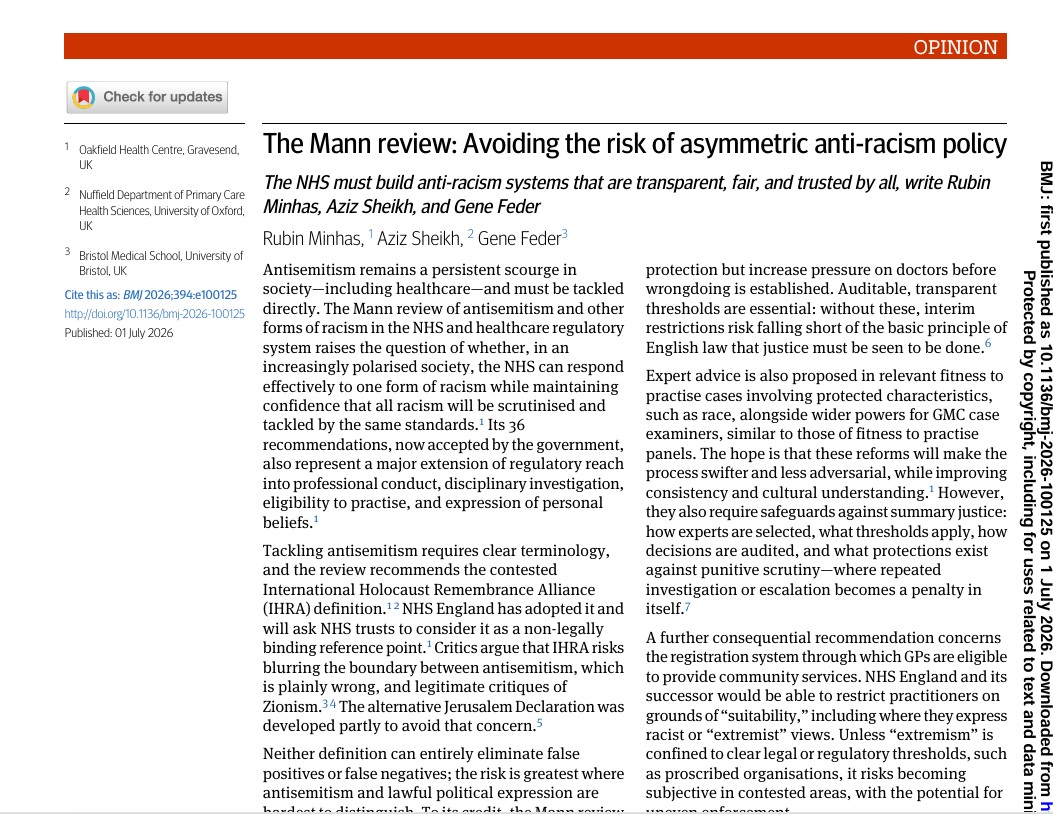 RubinMinhas's tweet photo. @novaramedia @jeremycorbyn The Mann review: Avoiding the risk of asymmetric anti-racism policy | The BMJ

https://t.co/fqqcpKbKJP https://t.co/Yxi6XuKqVl
