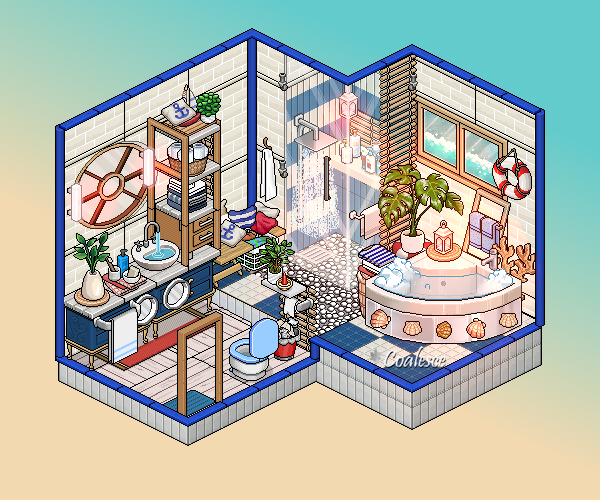 Coalesce37's tweet photo. Bathroom 🧼🚿🛟
Nautical Getaway Series 2/4

Built on @habboxfrance
#retrobuilds https://t.co/cQ4QOdVSef