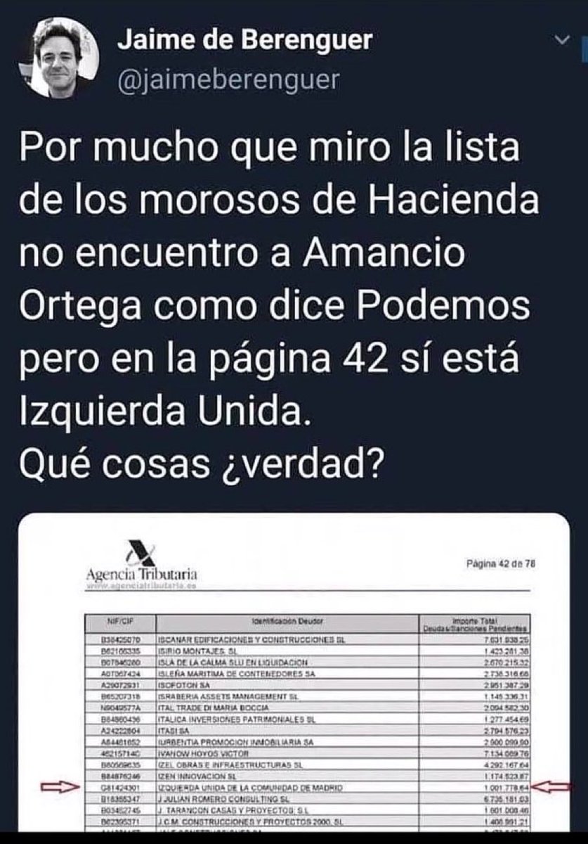 EL00LEON's tweet photo. Parece que Izquierda Unida es una morosa y debe mucho más dinero que algunos famosos. #TEM2J https://t.co/KXSJlWESFa