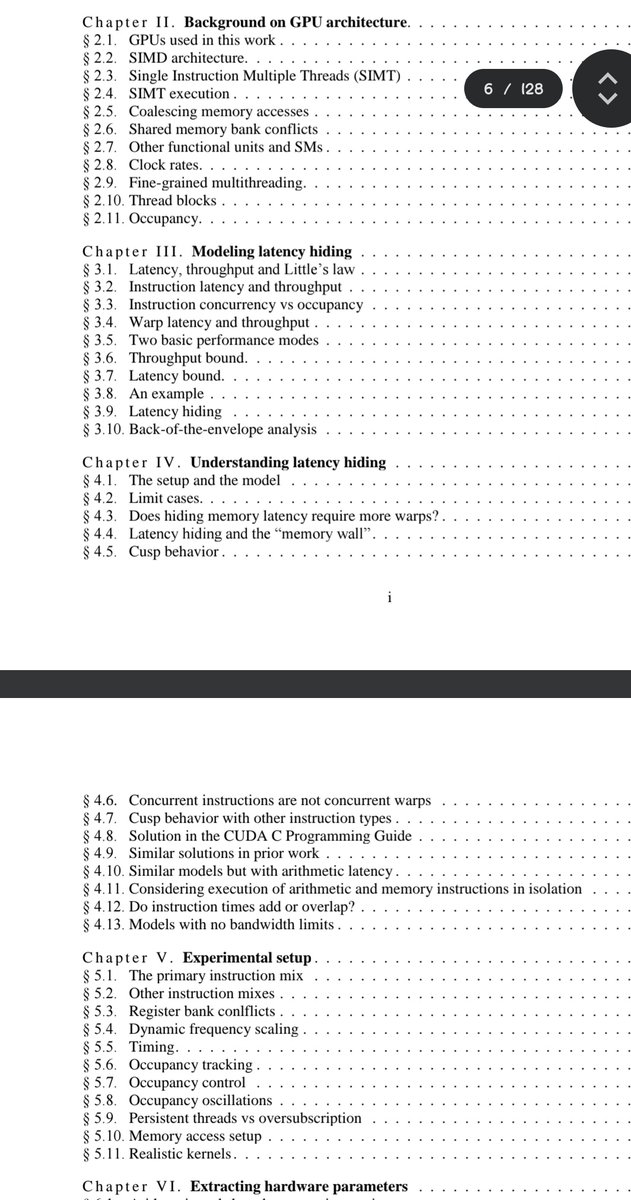 MadanKhd's tweet photo. Doom scrolling led me to an unexpected gem: Understanding Latency Hiding on GPU by Vasily Volkov (UC Berkeley). It explains many GPU architecture and performance concepts that even Programming Massively Parallel Processors doesn't cover in depth. https://t.co/3C4xqm8xWv