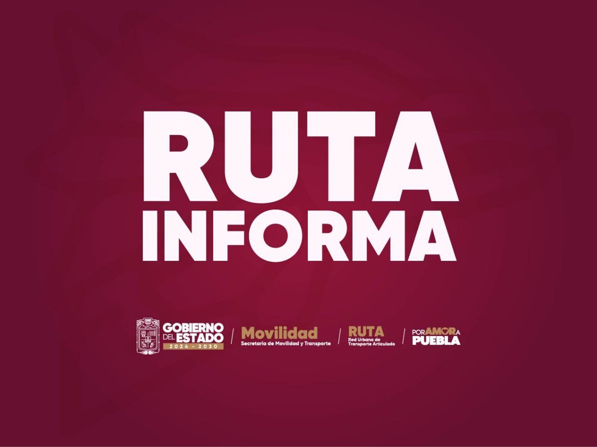 RUTA_Puebla's tweet photo. 🚨 #RUTAInforma 🚨
Afectación en servicio de alimentadoras A26, A26B, A29 y A31.
Por trabajos de reencarpetamiento (pavimentación) en la 3 Sur (ambos sentidos), las unidades están tomando vías alternas en la zona.
⚠️ Toma precauciones y planifica tus traslados con tiempo. 🚌 https://t.co/o6syYccKWU