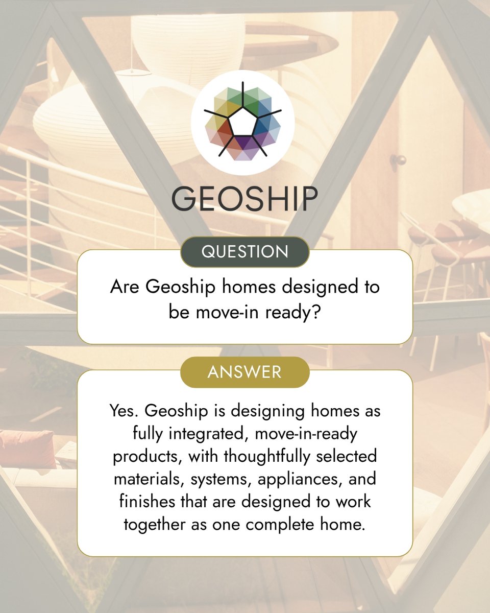Geoship's tweet photo. Geoship is designing homes as fully integrated, move-in-ready products, with every component intentionally selected to work together.

Learn more and reserve your place in line at https://t.co/xdhBID1m2n. 🌿 https://t.co/QXIqPOGRae