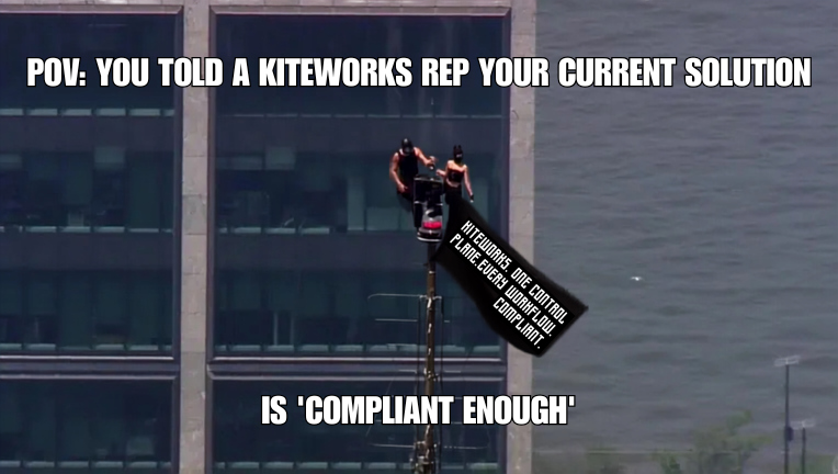 Kiteworks's tweet photo. If we send you this it means you're still not on Kiteworks and we've run out of ways to tell you nicely. https://t.co/wLDDA5ESOh